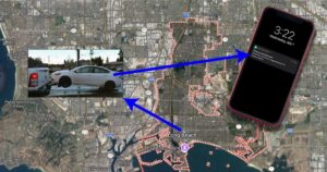 A map with a picture of a phone on it