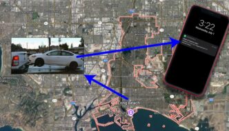 A map with a picture of a phone on it