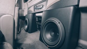 Car audio speakers installed in a video