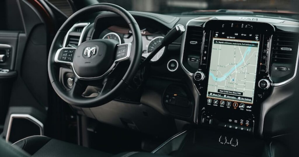 A touchscreen audio system in a RAM truck