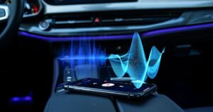 Audio waves between a cellphone and a vehicle's dash