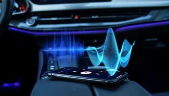Audio waves between a cellphone and a vehicle's dash